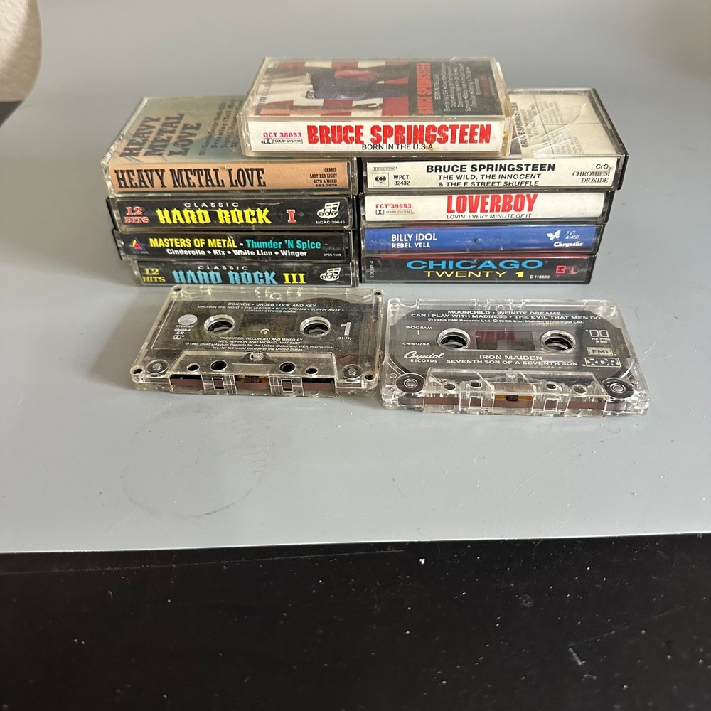 Vintage Rock Metal Cassette Tape Lot Iron Maiden Bruce Springsteen Billy Idol